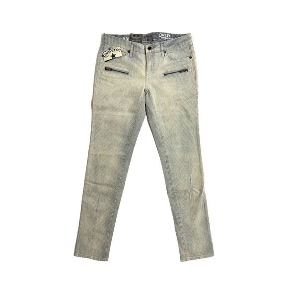 Converse Copley Rocker Skinny Stretch Jeans Striped Washout Denim Zippers SZ 27